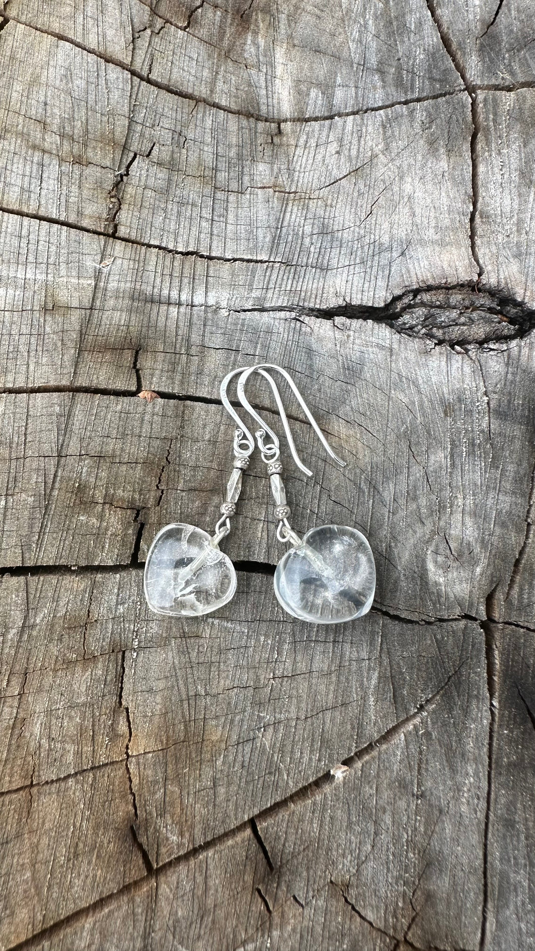 Clear Quartz Hearts With Hill Tribe Silver