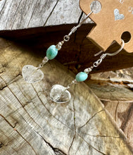 Load image into Gallery viewer, Clear Quartz Heart Earrings With Larimar .
