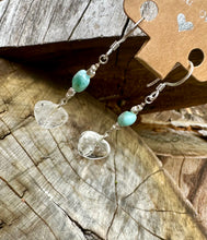 Load image into Gallery viewer, Clear Quartz Heart Earrings With Larimar .