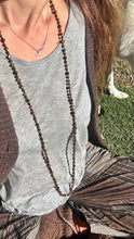 Load image into Gallery viewer, Tigers Eye long knotted necklace.