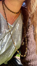 Load image into Gallery viewer, Tigers Eye long knotted necklace.
