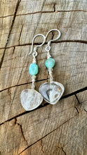 Load image into Gallery viewer, Clear Quartz Heart Earrings With Larimar .
