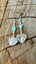 Load image into Gallery viewer, Clear Quartz Heart Earrings With Larimar .