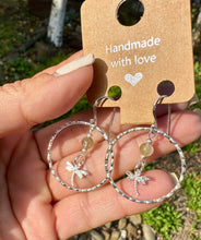 Load image into Gallery viewer, Hill Tribe Hoop Earrings With Dragonfly Charm .