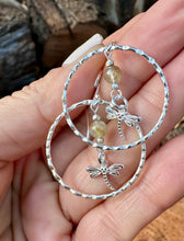 Load image into Gallery viewer, Hill Tribe Hoop Earrings With Dragonfly Charm .