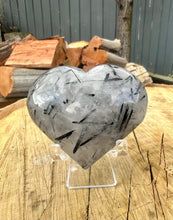 Load image into Gallery viewer, Black Tourmaline in Quartz Heart