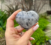 Load image into Gallery viewer, Black Tourmaline in Quartz Heart