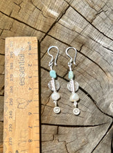 Load image into Gallery viewer, Fish with Pearl & Larimar Earrings