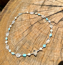 Load image into Gallery viewer, Herkimer Diamond 💎 With Pearl, Larimar & Clear Quartz Necklace