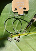 Load image into Gallery viewer, Elephants with Tigers Eye Hoop Earrings