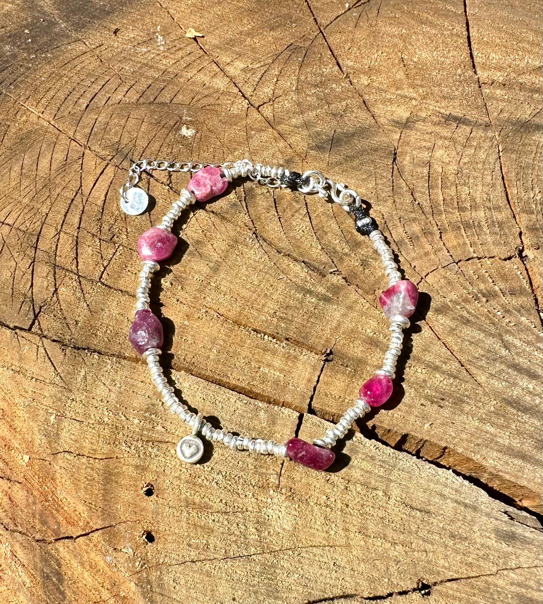Hill Tribe Silver With Pink Tourmaline