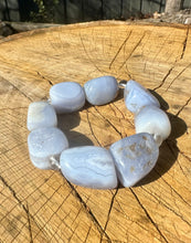 Load image into Gallery viewer, Bracelet ~ Blue Lace Agate With Clear Quartz Chunky Bracelet