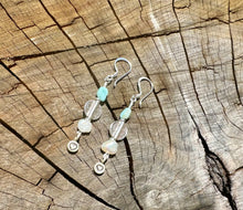 Load image into Gallery viewer, Fish with Pearl &amp; Larimar Earrings
