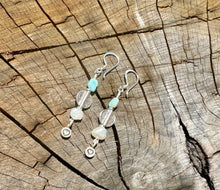 Load image into Gallery viewer, Fish with Pearl & Larimar Earrings
