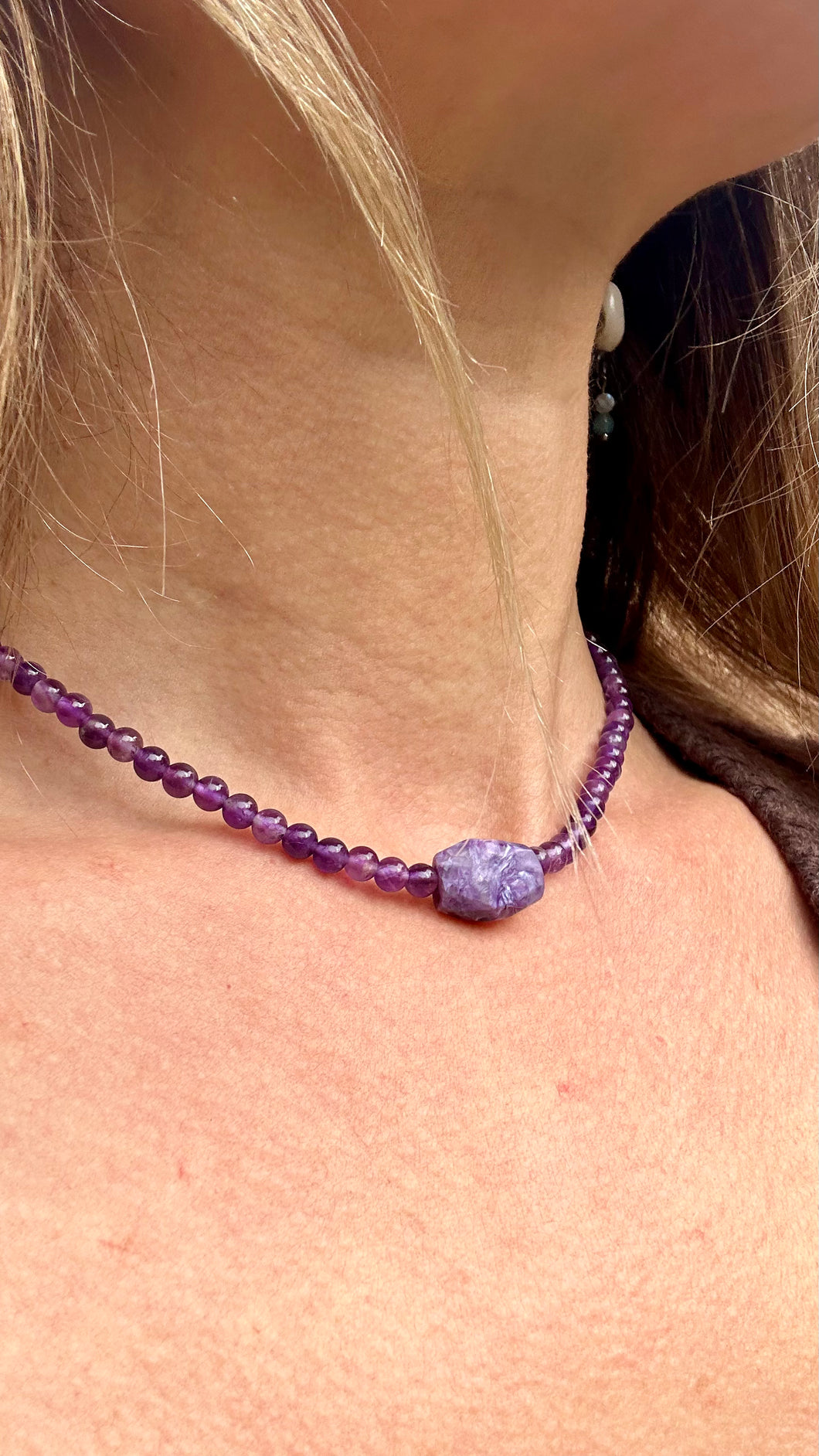 Amethyst With Charoite Choker Necklace