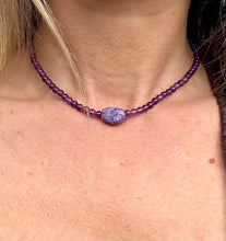 Load image into Gallery viewer, Amethyst With Charoite Choker Necklace
