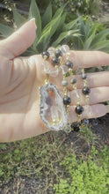 Load and play video in Gallery viewer, Agate Slice with Clear Quartz Wire Necklace
