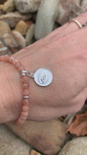 Load and play video in Gallery viewer, Peach Moonstone with Evil Eye Charm  Bracelet
