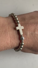 Load and play video in Gallery viewer, Silver Bracelet with Cross &amp; Evil Eye
