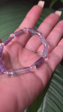 Load and play video in Gallery viewer, Amethyst &amp; Clear Quartz Cylinder Bracelet

