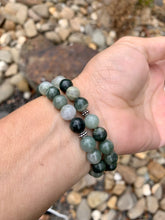Load image into Gallery viewer, Green Tourmaline Bracelet with Evil Eye