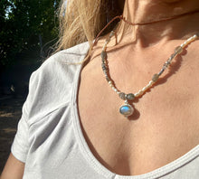 Load image into Gallery viewer, Labradorite with Pearl Necklace