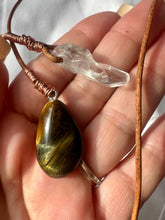 Load image into Gallery viewer, Boho Necklace ~ Blue Tigers Eye &amp; Clear Quartz ~
