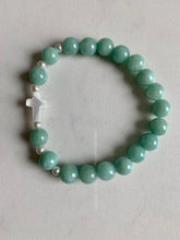 Load image into Gallery viewer, Burmese Jade with White Cross Bracelet