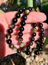 Load image into Gallery viewer, Gold Sheen Obsidian Bracelet