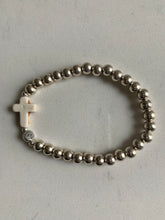 Load image into Gallery viewer, Silver Bracelet with Cross &amp; Evil Eye
