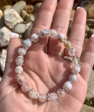 Load image into Gallery viewer, Pink With Green Flower Agtate & Flower Spacers