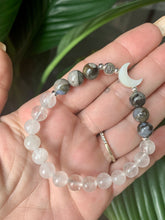 Load image into Gallery viewer, Clear Quartz With Que Sera & Moon Charm
