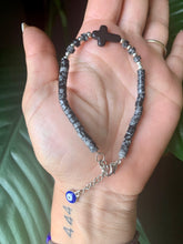 Load image into Gallery viewer, Snow Flake Obsidian Heishi Bracelet