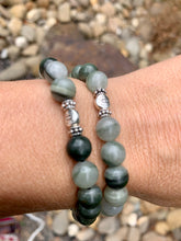 Load image into Gallery viewer, Green Tourmaline Bracelet with Evil Eye