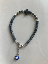 Load image into Gallery viewer, Snow Flake Obsidian Heishi Bracelet
