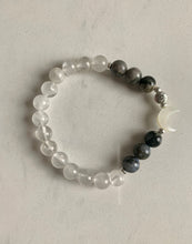 Load image into Gallery viewer, Clear Quartz With Que Sera & Moon Charm