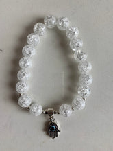 Load image into Gallery viewer, Crackle Quartz With Hamsa Hand Bracelet