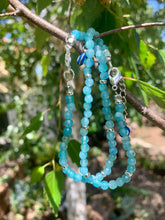 Load image into Gallery viewer, Aquamarine Adjustable Bracelet with Evil Eye Charm