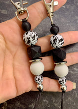 Load image into Gallery viewer, Key Charm / Bag Charm Black beads.
