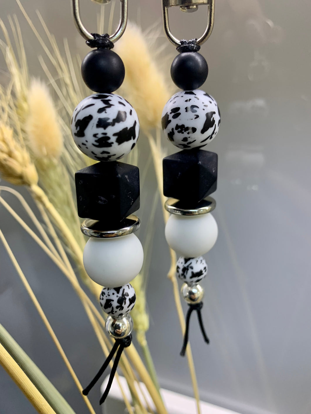 Key Charm / Bag Charm Black beads.