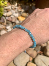 Load image into Gallery viewer, Aquamarine Adjustable Bracelet with Evil Eye Charm