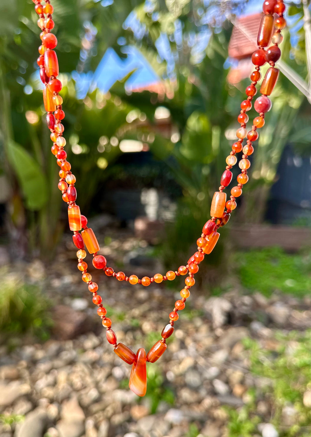 Carnelian Long Knotted Necklace