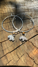 Load image into Gallery viewer, Elephants with Tigers Eye Hoop Earrings
