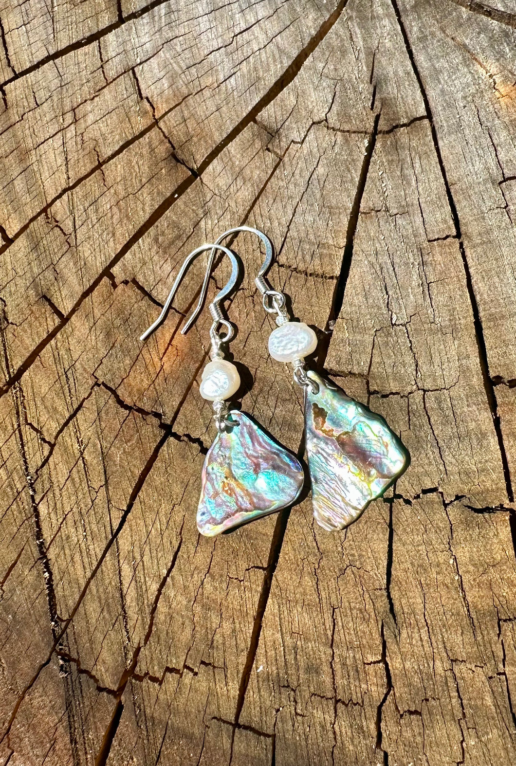 Pearl With Abalone Shell Earrings