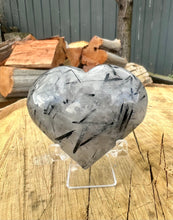 Load image into Gallery viewer, Black Tourmaline in Quartz Heart
