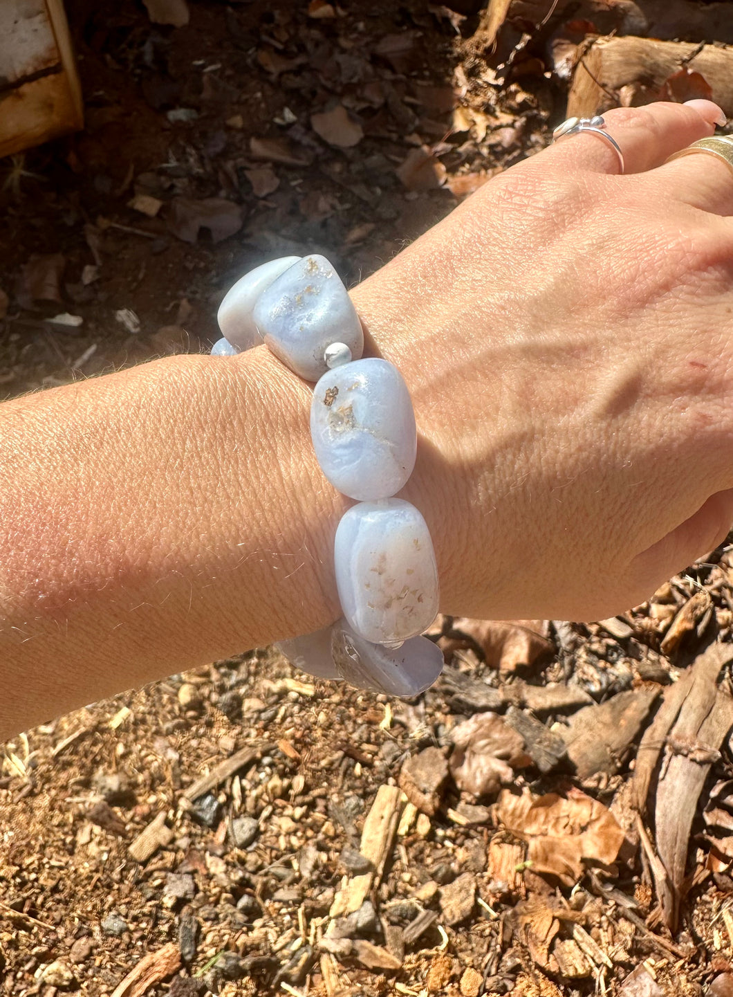 Bracelet ~ Blue Lace Agate with Howlite Chunkie Bracelet