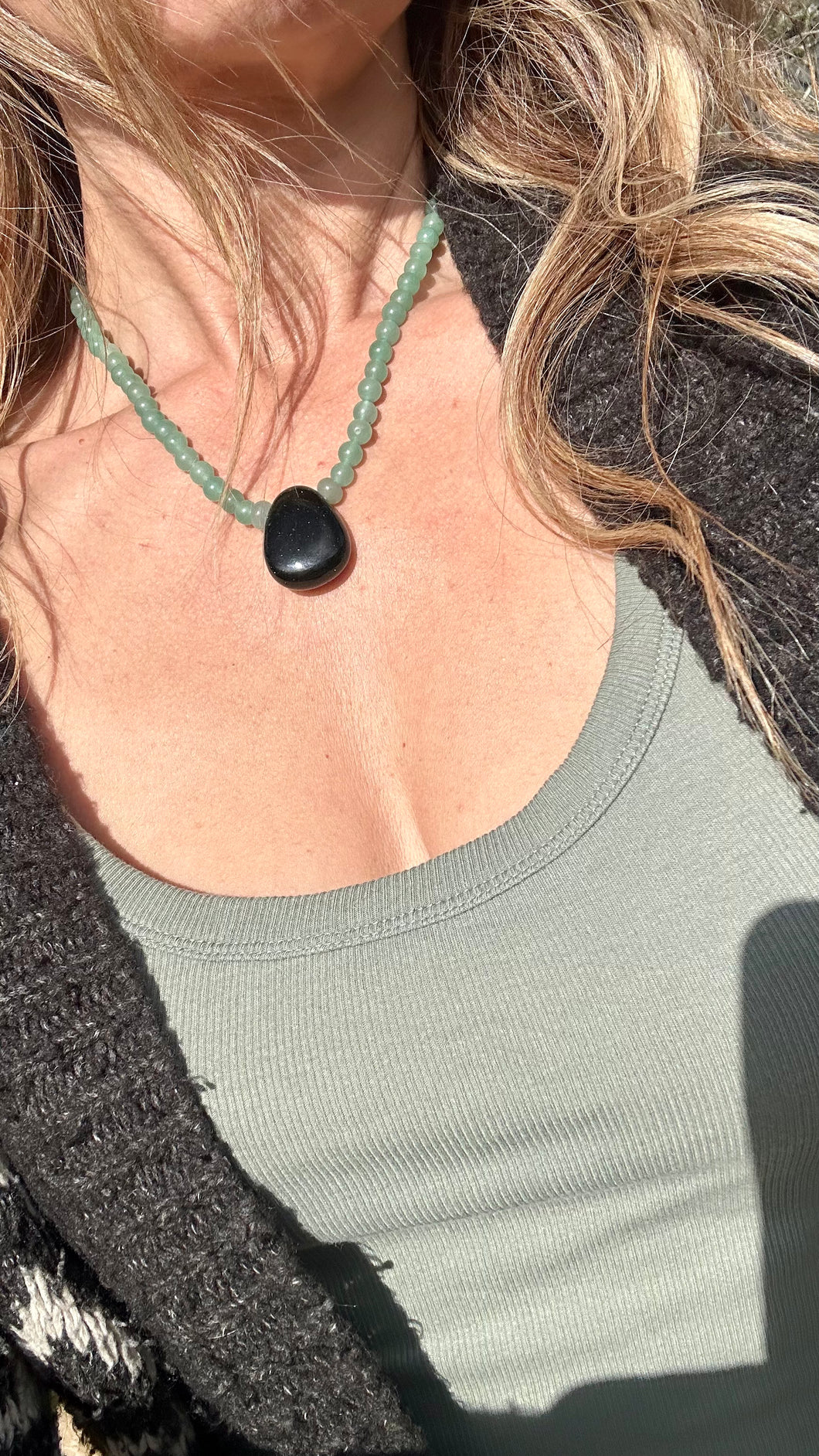 Green Goldstone With Green Aventurine Necklace