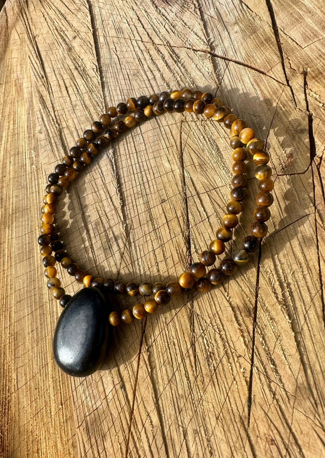 Tigers Eye With Shungite Necklace