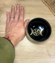 Load image into Gallery viewer, Singing Bowl (triple Moon Goddess with Pentagram.
