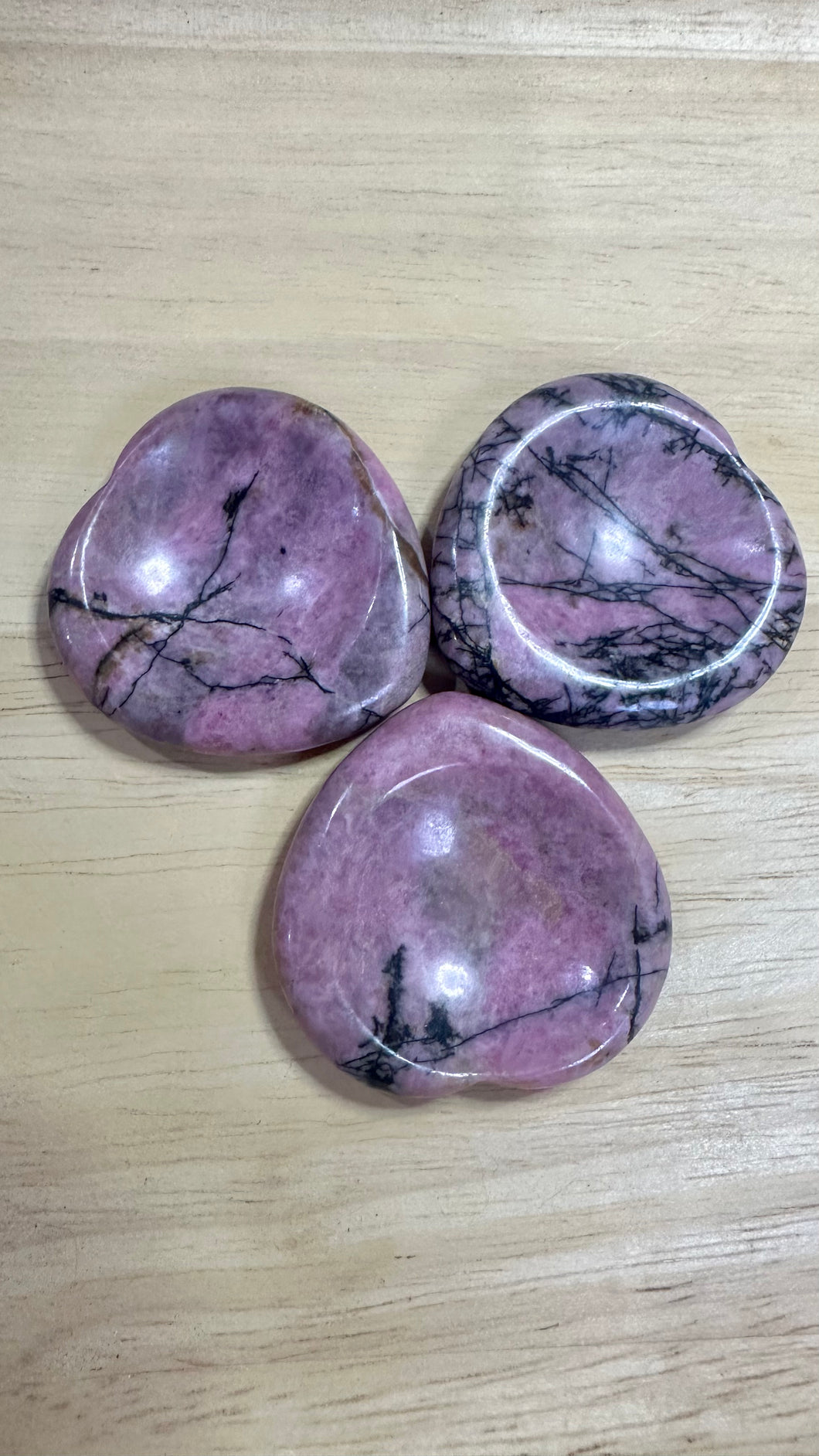 Rhodonite Heart Worry Stones